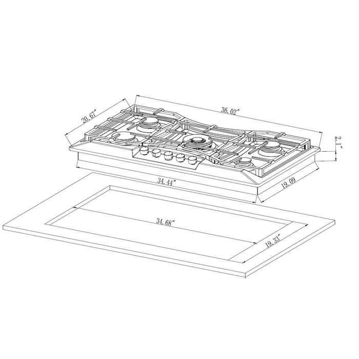 Empava 36 in. Built-in Gas Cooktops 36GC24