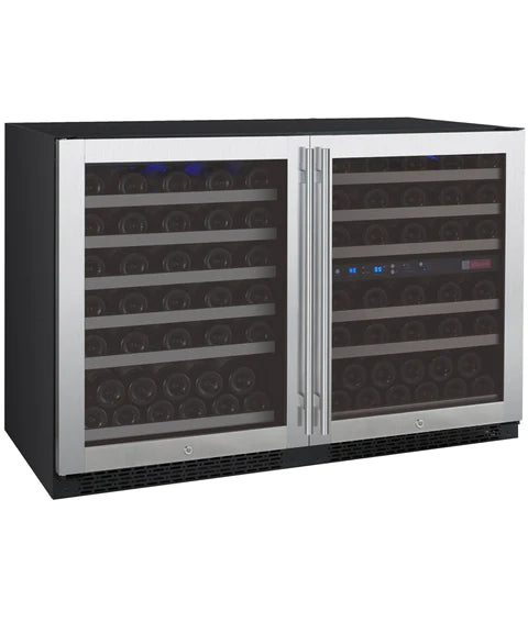 Allavino 47" Wide FlexCount II Tru-Vino 112 Bottle Three Zone Black Side-by-Side Wine Refrigerator