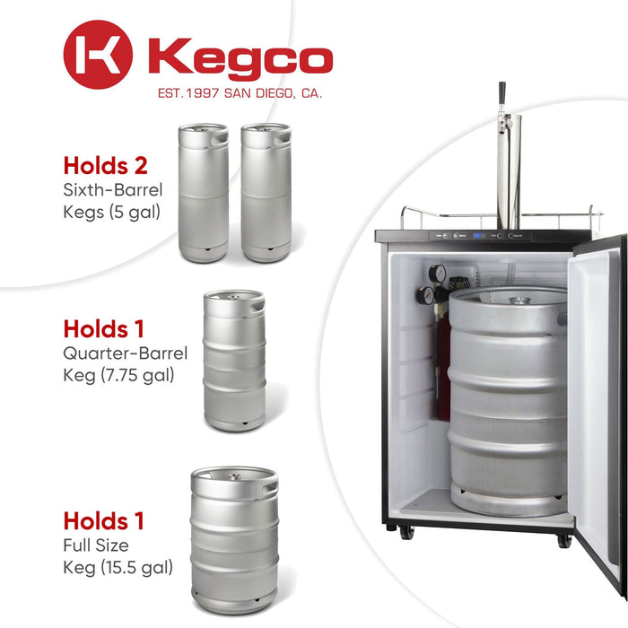 Kegco 24" Single Tap Stainless Steel Digital Kegerator with Fan-Forced Cooling