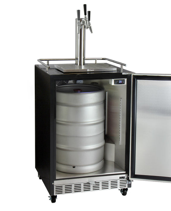 Kegco 24" Built-in Left Hinge Kegerator With Triple Tap Dispensing Kit