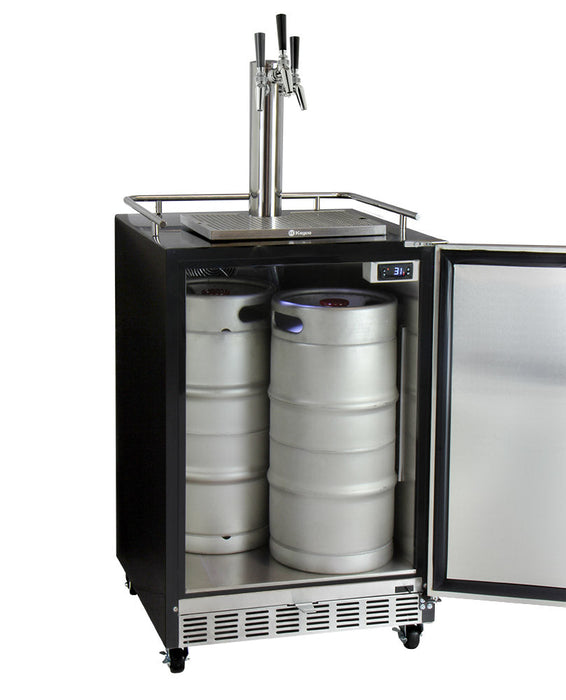 Kegco 24" Built-in Left Hinge Kegerator With Triple Tap Dispensing Kit