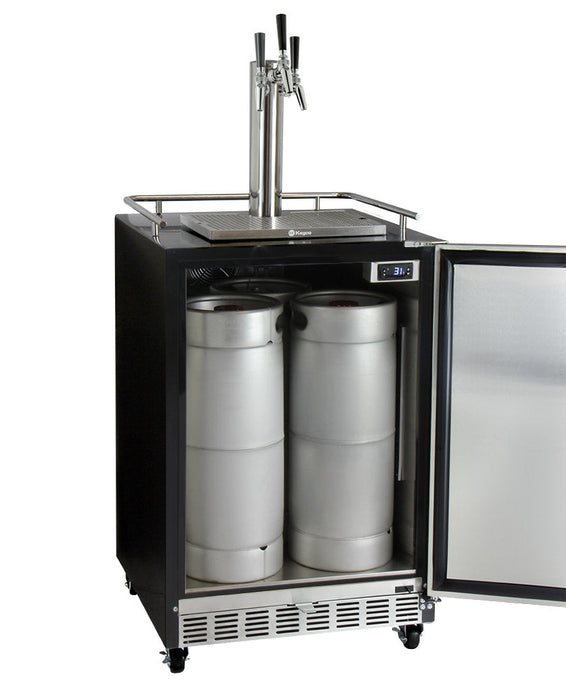 Kegco 24" Built-in Left Hinge Kegerator With Triple Tap Dispensing Kit