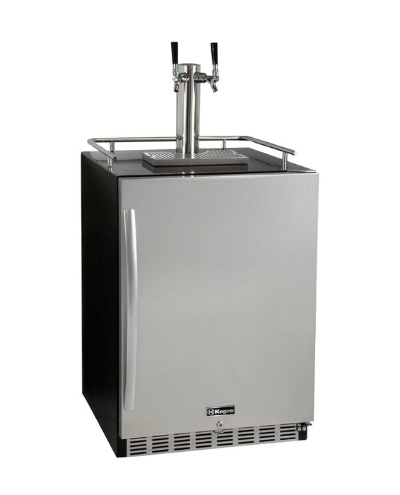 Kegco 24 inch Built-in Dual Tap Stainless Steel Kegerator With Wide Temperature Range