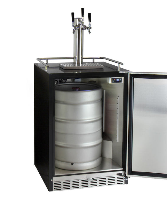 Kegco 24 Triple Tap Built-In Stainless Steel Kegerator With Digital Controls