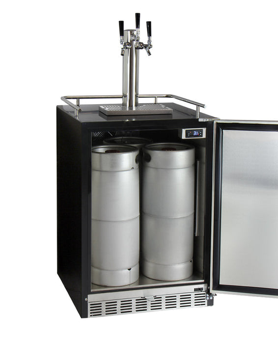 Kegco 24 Triple Tap Built-In Stainless Steel Kegerator With Digital Controls