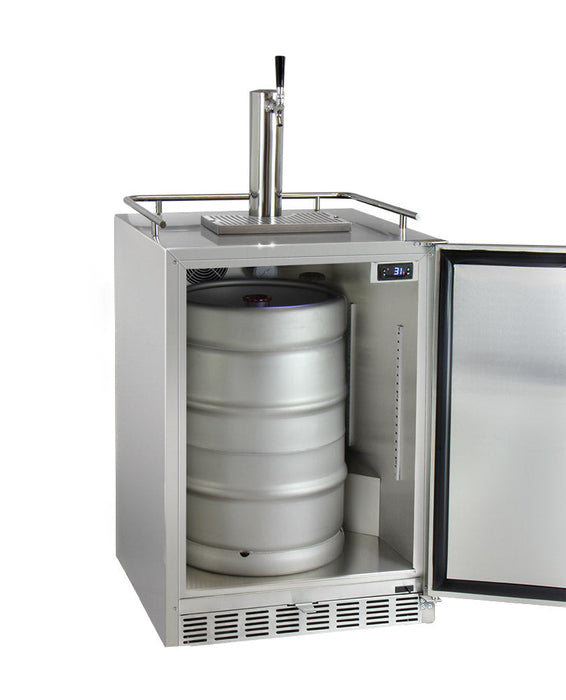 Kegco 24" Outdoor Built-In Single Tap All Stainless Steel Kegerator With Wide Temperature Range