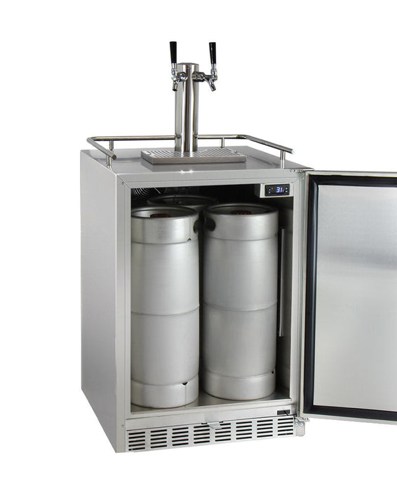 Kegco 24" Outdoor Undercounter Left Hinge Kegerator with X-Clusive Premium Direct Draw Kit