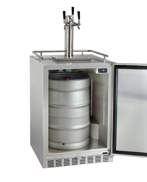 Kegco 24 Outdoor Built-In Triple Tap All Stainless Steel Kegerator With Kit