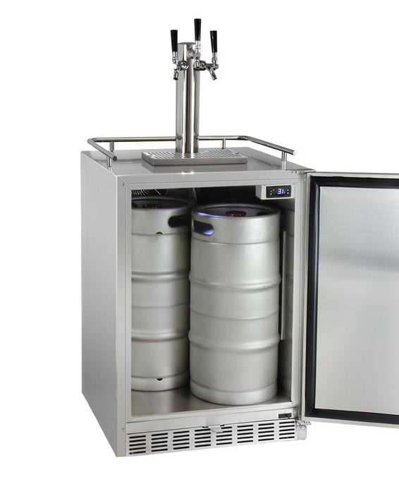 Kegco 24 Outdoor Built-In Triple Tap All Stainless Steel Kegerator With Kit