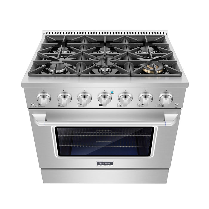 Empava 36 In. Pro-Style Slide-In Single Oven Gas Range 36GR08