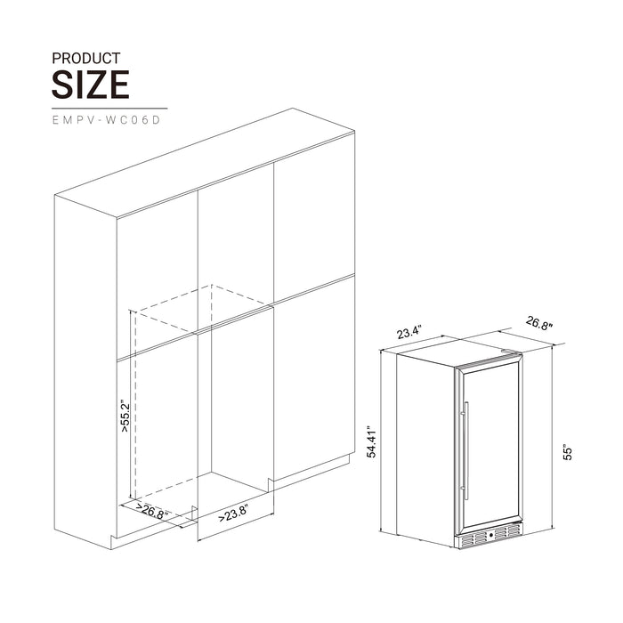 Empava Wine Refrigerator 55" Tall Dual Zone Wine Fridge WC06D