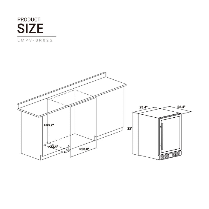 Empava 24 Inch Freestanding & Built-in Beverage Fridge BR02S