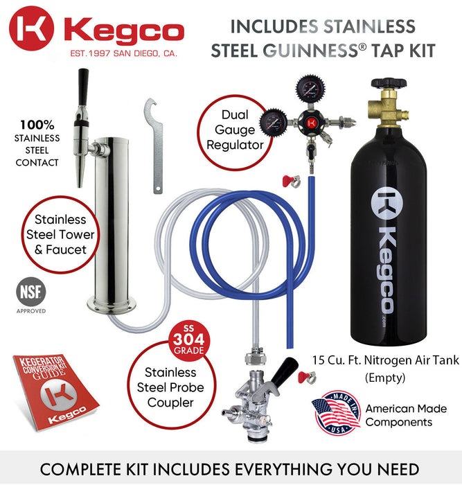 Kegco 24" Single Tap Black Cabinet Digital Guinness Kegerator