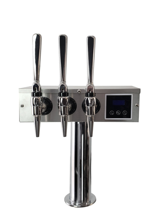 Kegco 15" Freestanding Triple Faucet Hot Draft Nitro Coffee Keg Dispenser - Stainless Steel