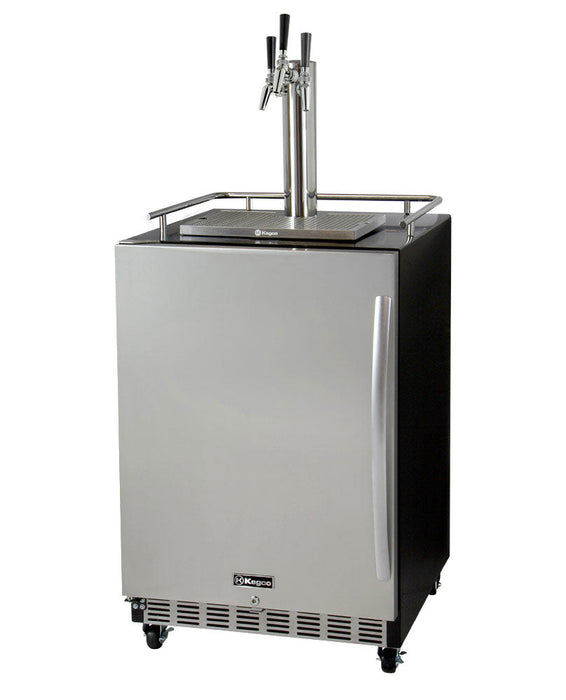 Kegco 24" Built-in Left Hinge Kegerator With Triple Tap Dispensing Kit