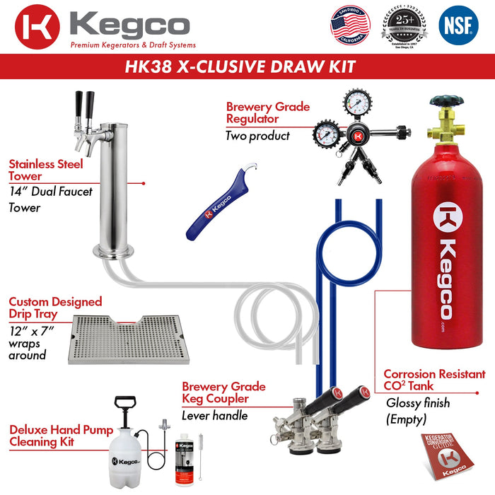 Kegco 24 inch Built-in Dual Tap Stainless Steel Kegerator With Wide Temperature Range