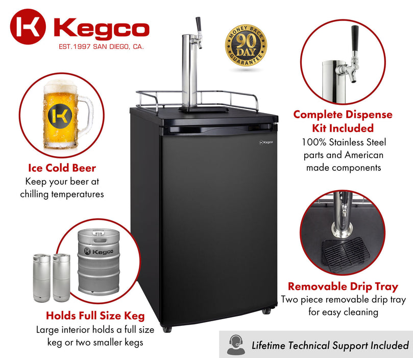 Kegco - 20" Single Tap Black Kegerator