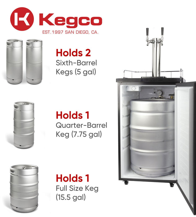 Kegco 20" Dual Tap Black Kegerator Premium Kit