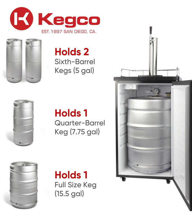 Kegco 20 Single Tap Freestanding Kegerator with Stainless Steel Door