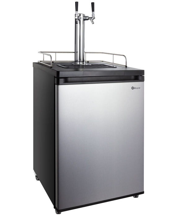 Kegco 24 Dual Tap Freestanding Kegerator with Stainless Steel Door