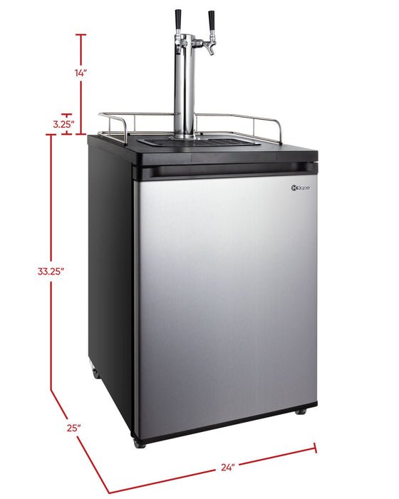 Kegco 24 Dual Tap Freestanding Kegerator with Stainless Steel Door