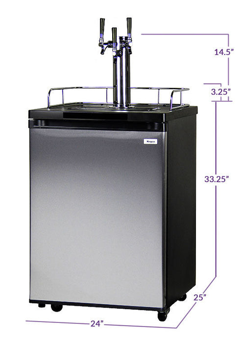 Kegco 24-Inch Freestanding Stainless Steel Triple Tap Kegerator with Triple Faucet Tower