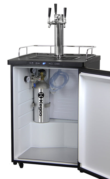 Kegco 24" Triple Tap Digital Kegerator with Black Stainless Steel Finish