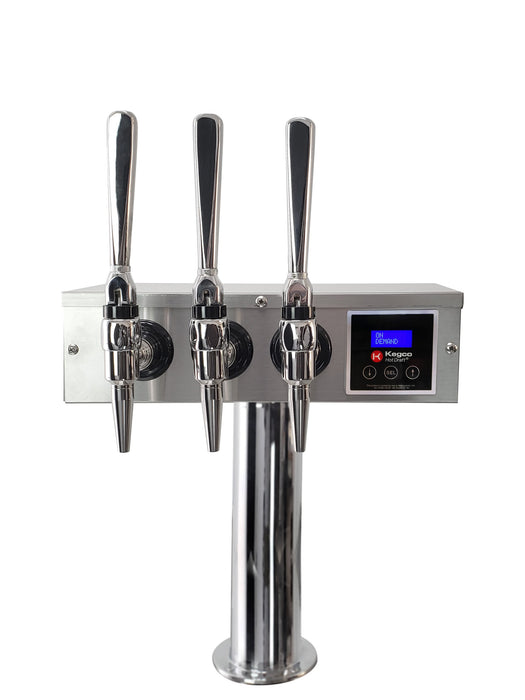 Kegco Triple Faucet Built-In Left Hinge Hot Draft Tap Coffee Keg Dispenser - Stainless Steel (HK38-HDT-3BS-L)