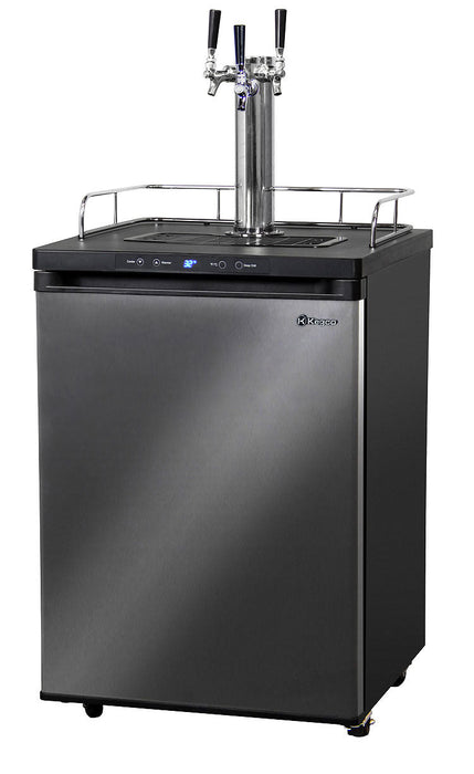 Kegco 24" Triple Tap Digital Kegerator with Black Stainless Steel Finish