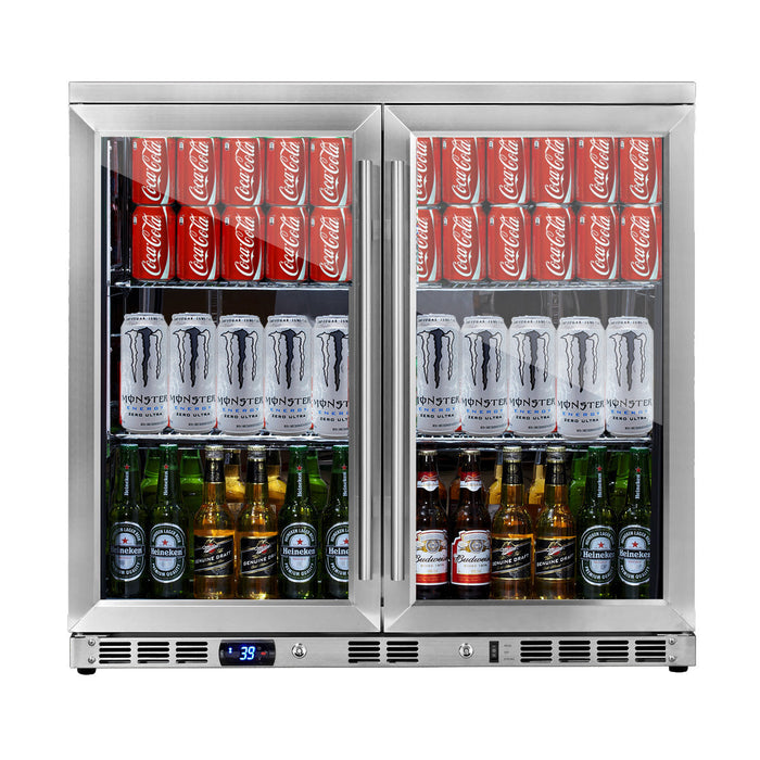 Kings Bottle 36 Inch Heating Glass 2 Door Built In Beverage Fridge