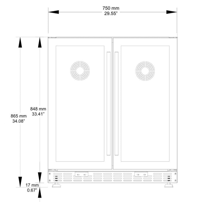 Kings Bottle 47" Under counter Wine and Beverage Combo | KBU145BW