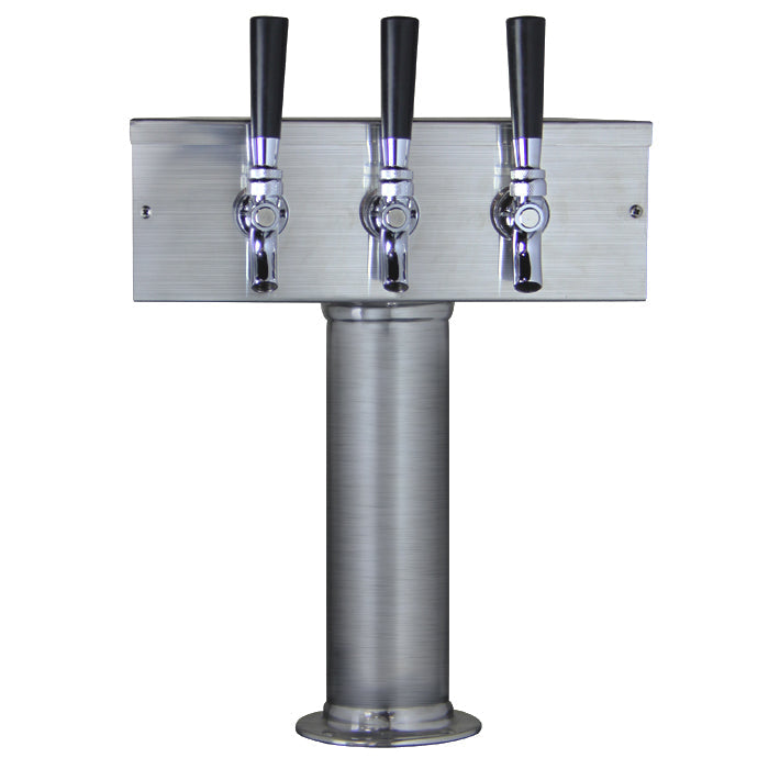 Kegco 12" Brushed Stainless Steel 3 Faucet Draft Beer Tower Air Cooled Dispense System (T-Style)