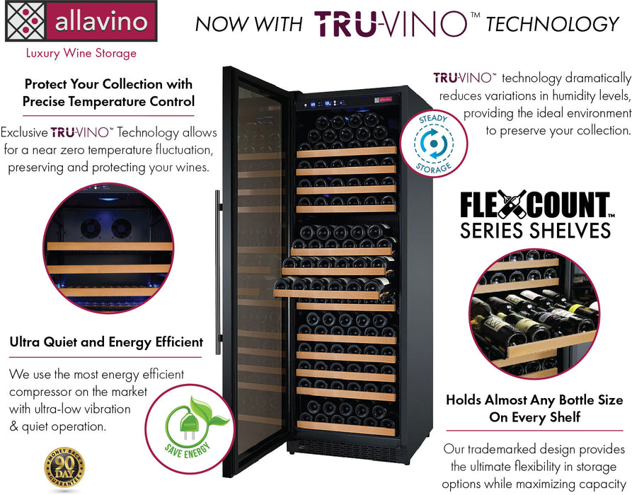 Allavino 47" Wide FlexCount II Tru-Vino 349 Bottle Three Zone Side-by-Side Wine Refrigerator