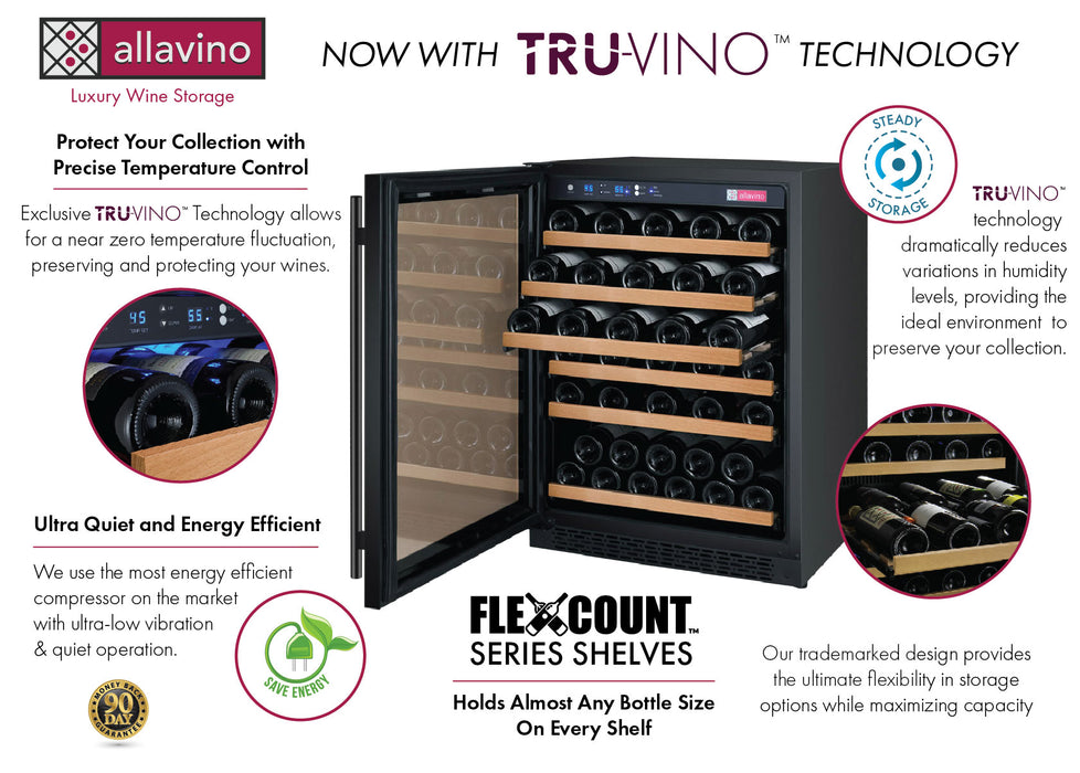 Allavino 24" Wide FlexCount II Tru-Vino 56 Bottle Single Zone Wine Refrigerator