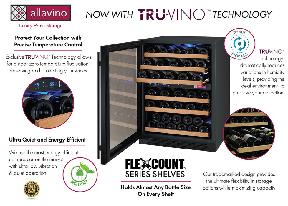 Allavino 24" Wide FlexCount II Tru-Vino 56 Bottle Dual Zone Wine Refrigerator