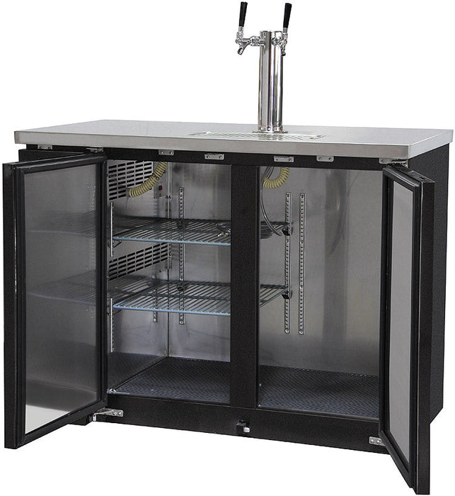 Kegco 49" Dual Tap Built-In Commercial Kegerator Large Storage Capacity  (KC KOM30B-2)