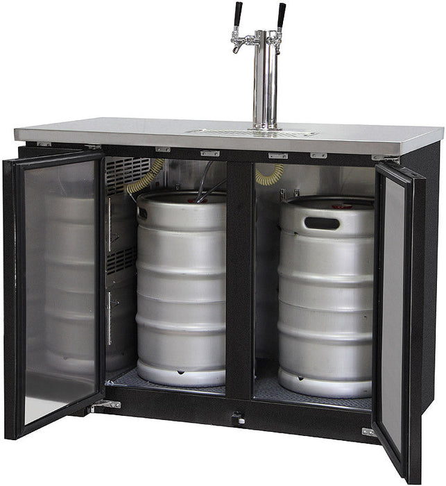 Kegco 49" Dual Tap Built-In Commercial Kegerator Large Storage Capacity  (KC KOM30B-2)