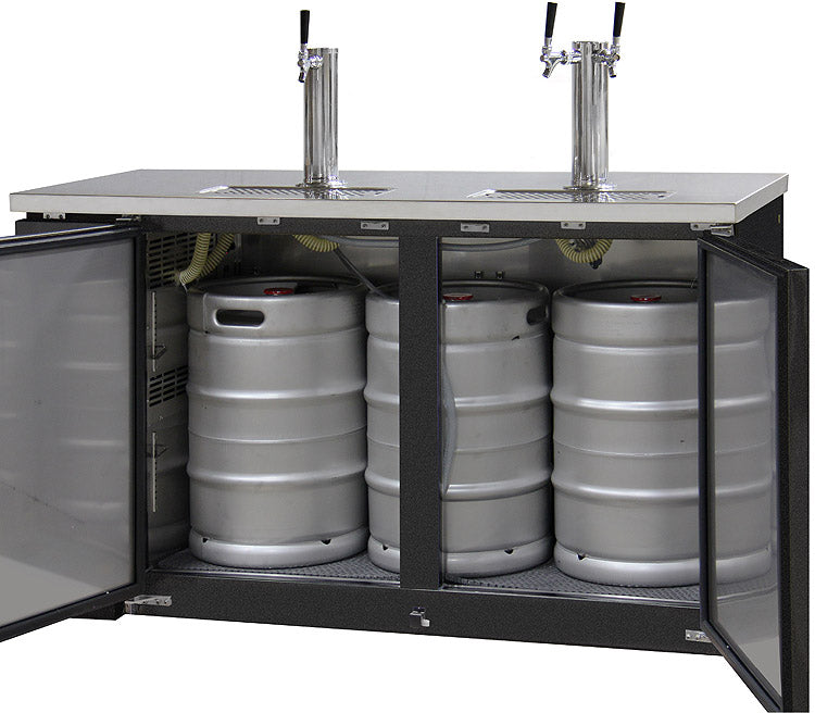 Kegco 61" Triple Tap Built-In Commercial Kegerator Magnetic Gaskets and Self-Closing Doors