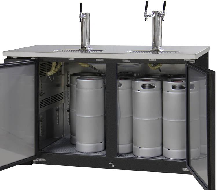 Kegco 61" Triple Tap Built-In Commercial Kegerator Magnetic Gaskets and Self-Closing Doors