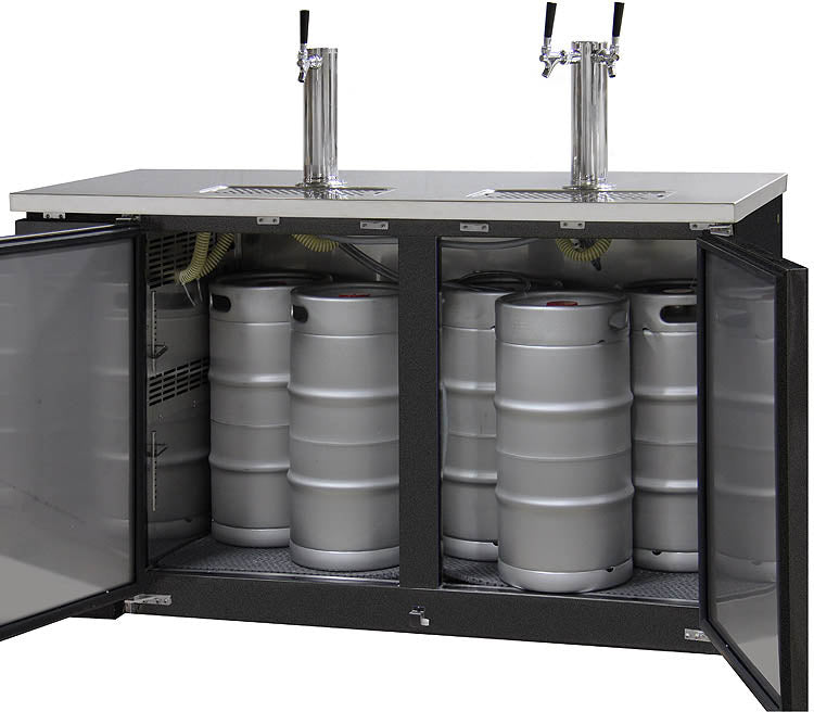 Kegco 61" Triple Tap Built-In Commercial Kegerator Magnetic Gaskets and Self-Closing Doors