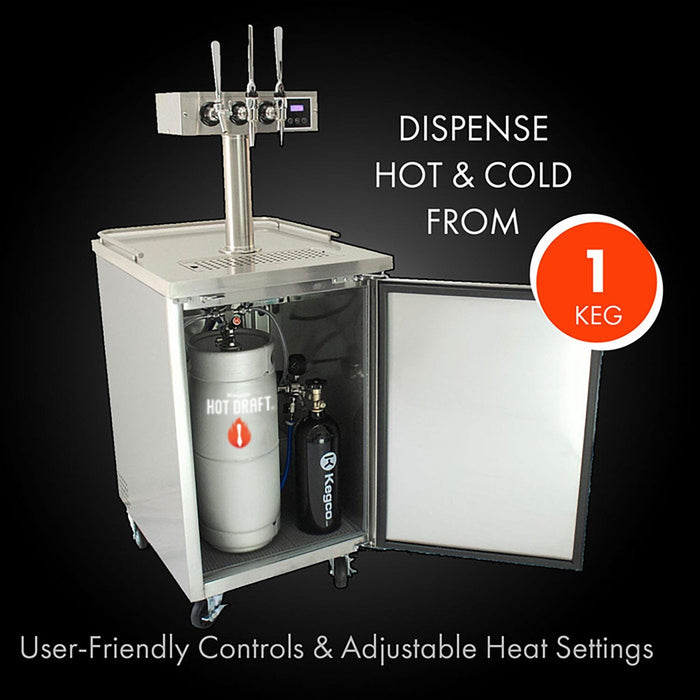 Kegco Triple Faucet Commercial Kegerator Hot Draft Tap Coffee Keg Dispenser Stainless Steel
