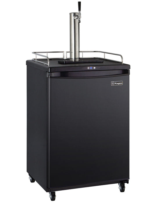 Kegco 24" Wide Freestanding Single Tap Black Kegerator with Temperature Control