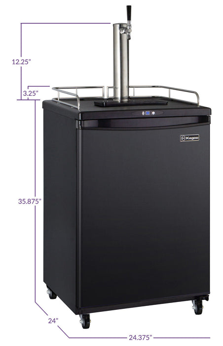 Kegco 24" Wide Freestanding Single Tap Black Kegerator with Temperature Control