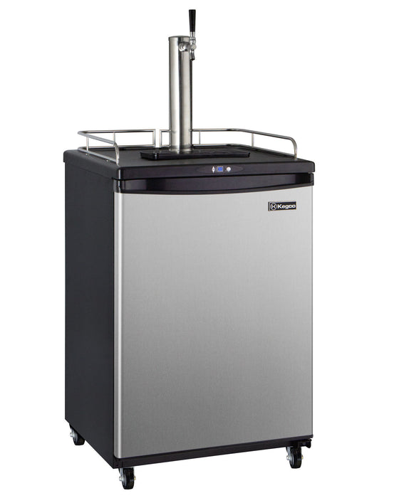 Kegco 24" Freestanding Single Tap Stainless Steel Kegerator with Easy-Roll Casters