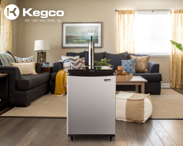 Kegco 24" Freestanding Single Tap Stainless Steel Kegerator with Easy-Roll Casters