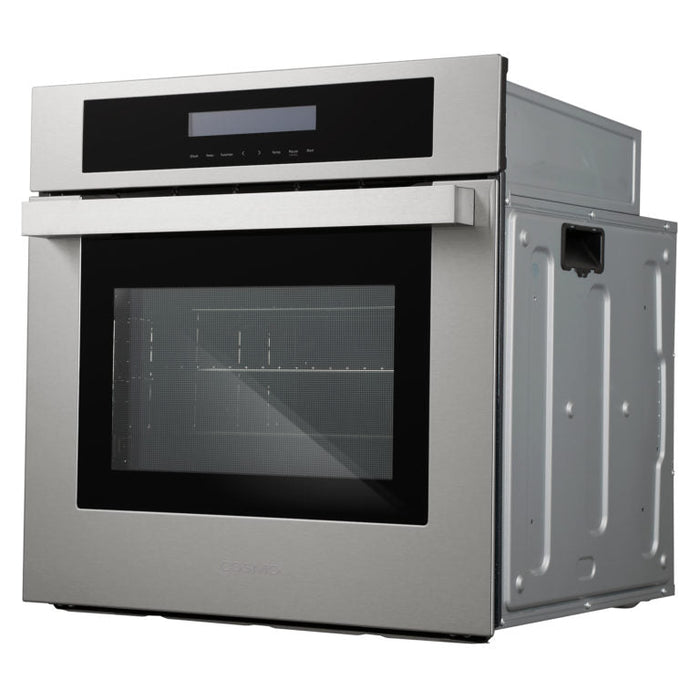 Cosmo 24 in. 2.5 cu. ft. Single Electric Wall Oven w/8 Functions and True European Convection in Stainless Steel - C106SIX-PT