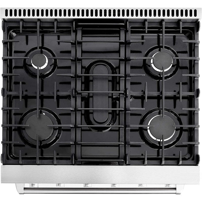 Cosmo 30 in. Slide-In Freestanding Gas Range with 5 Sealed Burners, Cast Iron Grates, 4.5 cu. ft. Capacity Convection Oven in Stainless Steel - COS-EPGR304