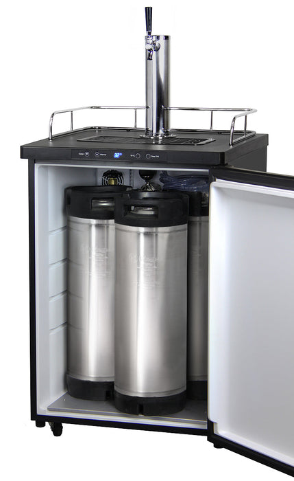 Kegco 24" Single Tap Digital Kegerator with Stainless Steel Tower and Deep Chill Function