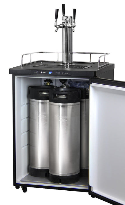 Kegco 24 Homebrew Triple Tap Stainless Steel Digital Kegerator With Keg