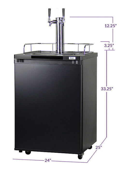 Kegco 24" Cold Brew Coffee Dual Tap Kegerator With Adjustable Shelves and Stainless Steel Interior